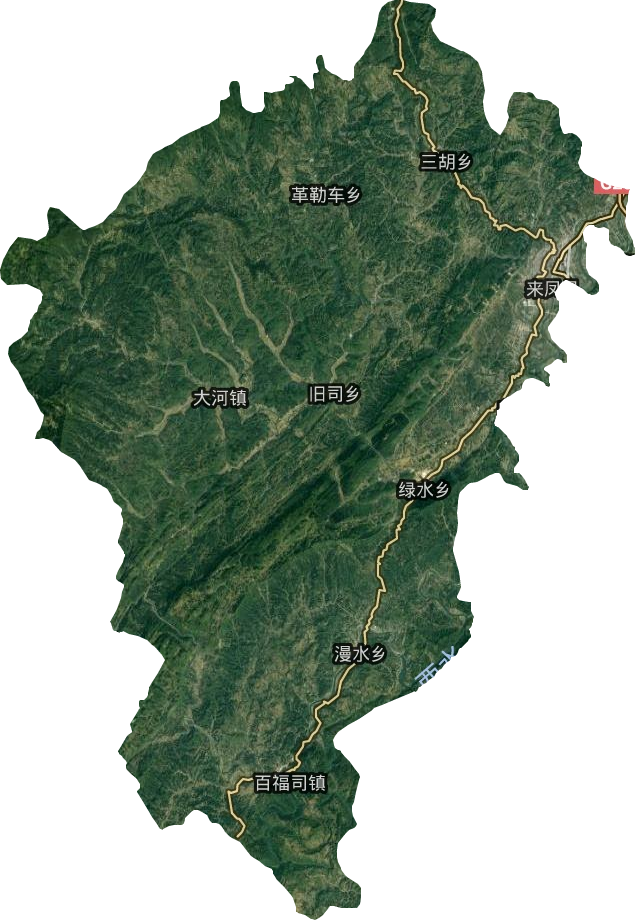 來鳳縣衛(wèi)星圖