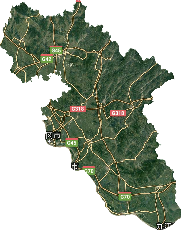 黃岡市衛星圖
