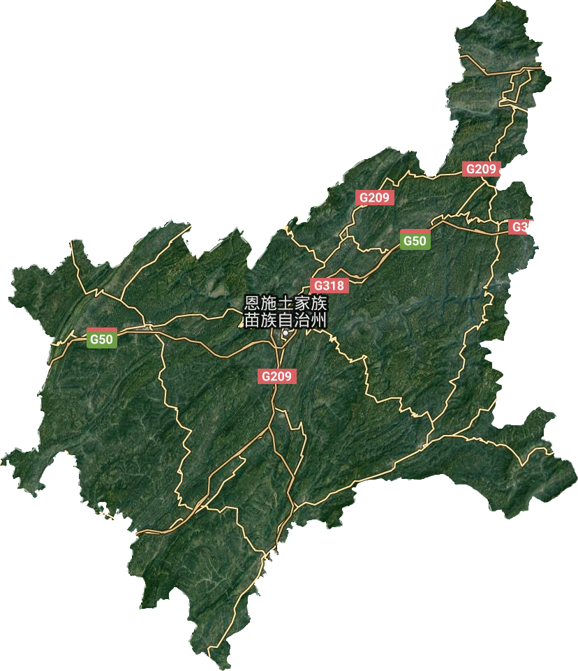 恩施土家族苗族自治州衛星圖