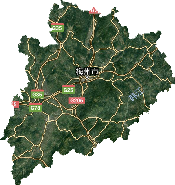 梅州市衛星圖