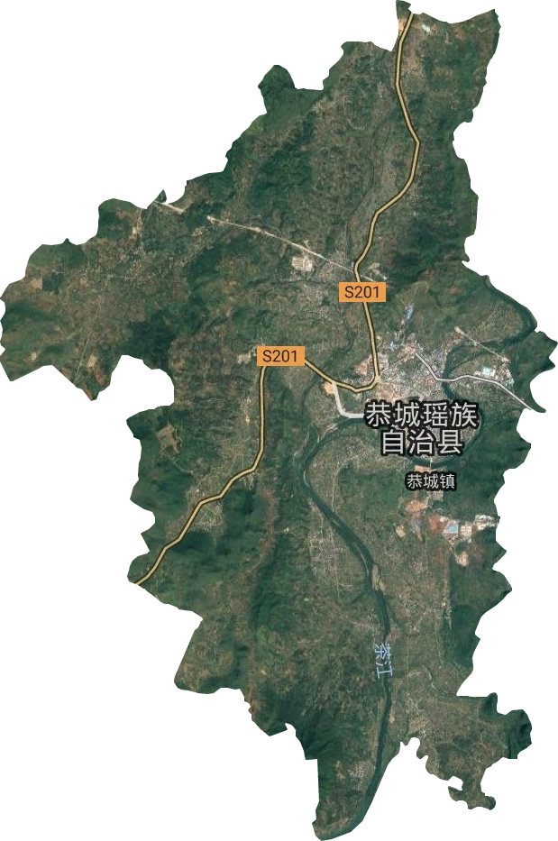 恭城鎮衛星圖