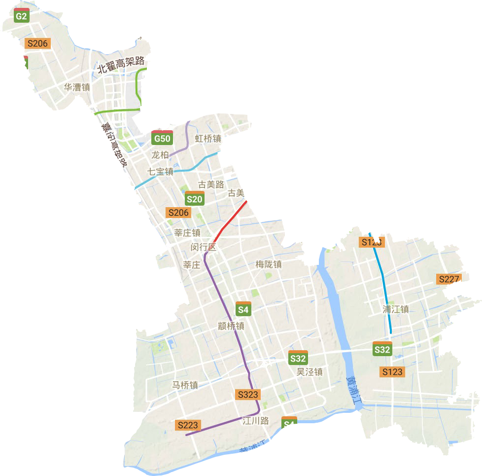 閔行區(qū)地形圖