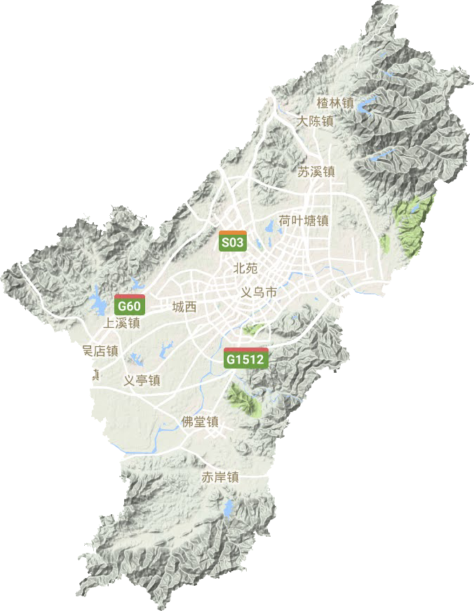 義烏市地形圖