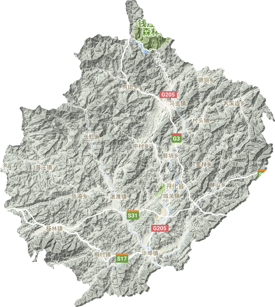 開(kāi)化縣地形圖