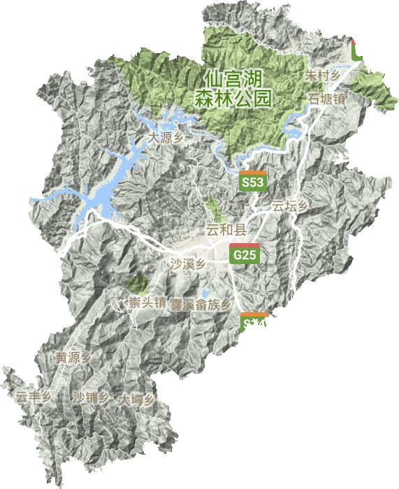 云和縣地形圖