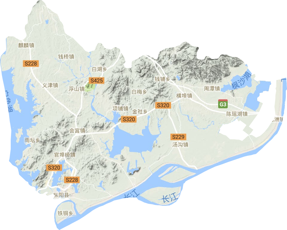 樅陽(yáng)縣地形圖