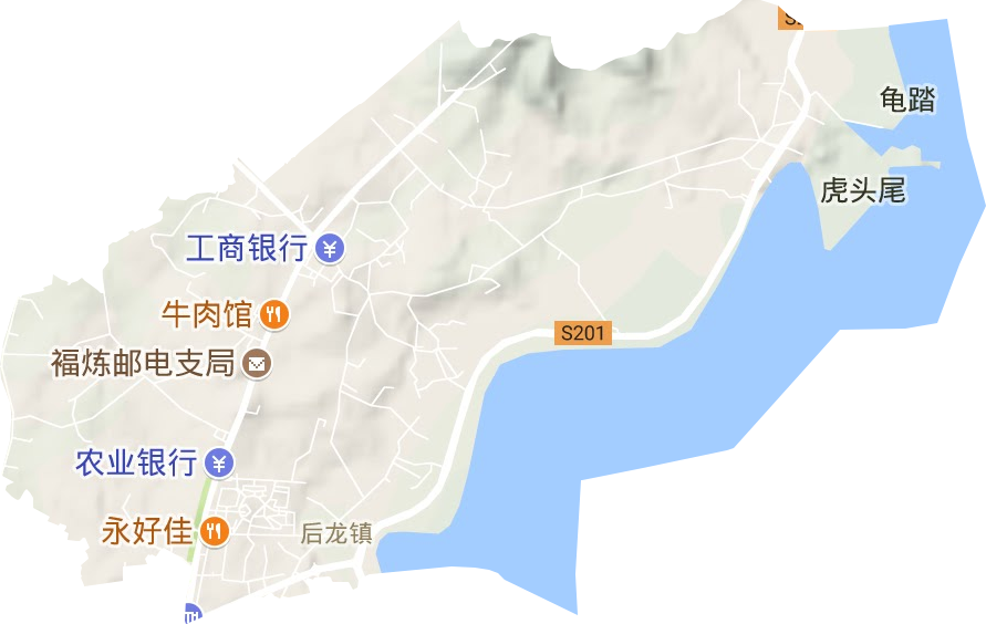 后龍鎮(zhèn)地形圖