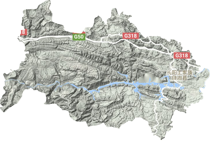 長陽土家族自治縣地形圖