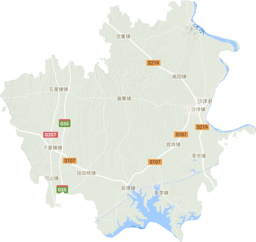 沙洋縣地形圖