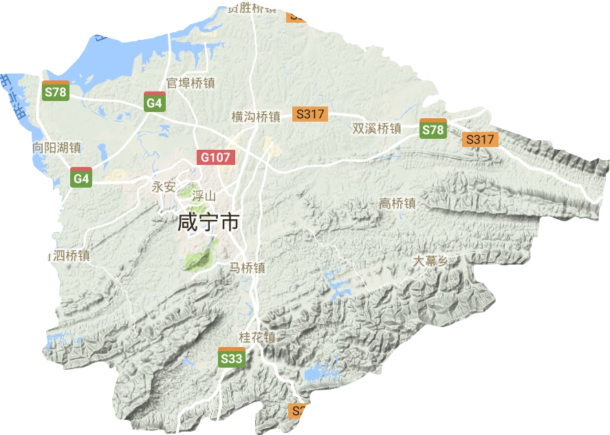 咸安區地形圖