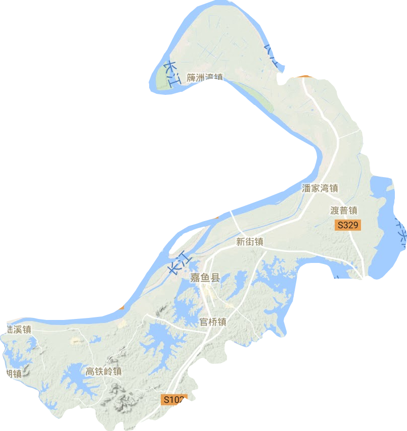 嘉魚縣地形圖