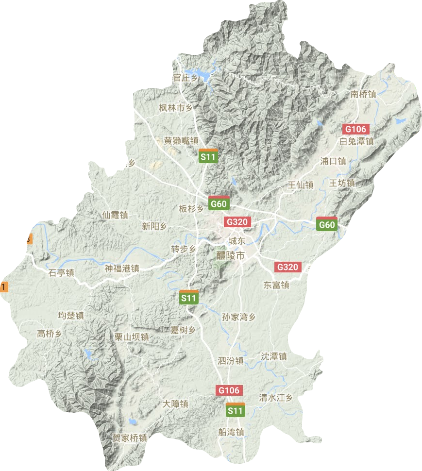 醴陵市地形圖