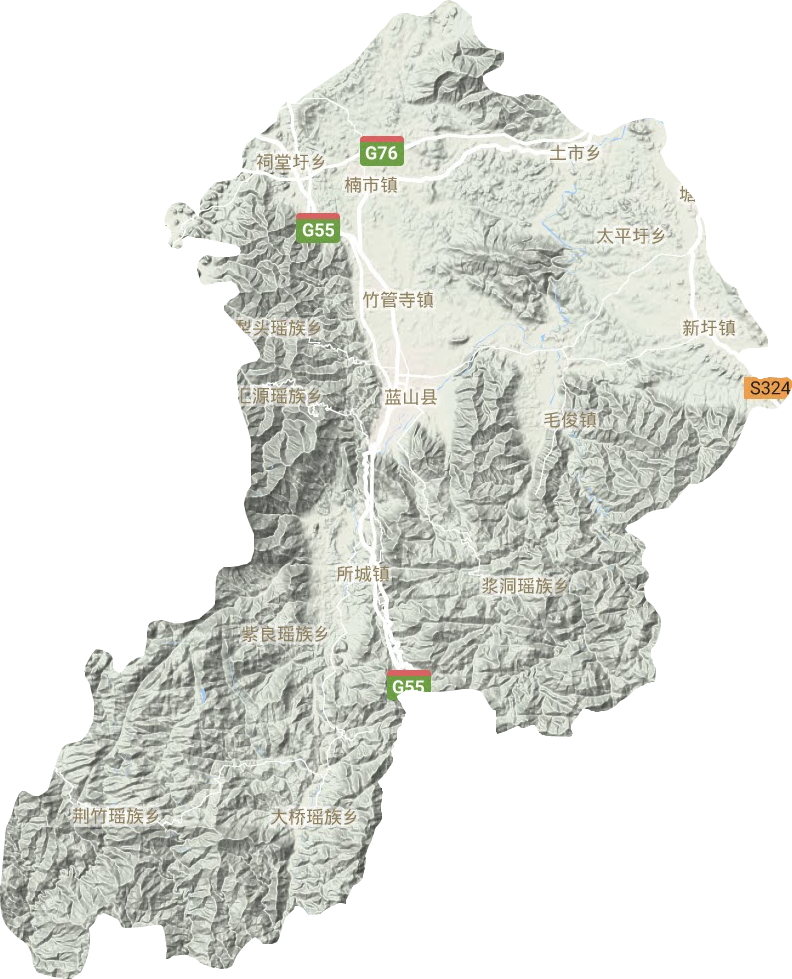 藍山縣地形圖
