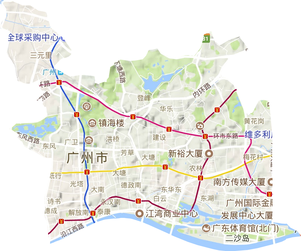 越秀區地形圖
