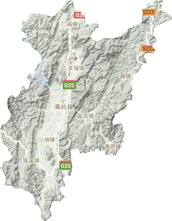 蕉嶺縣地形圖