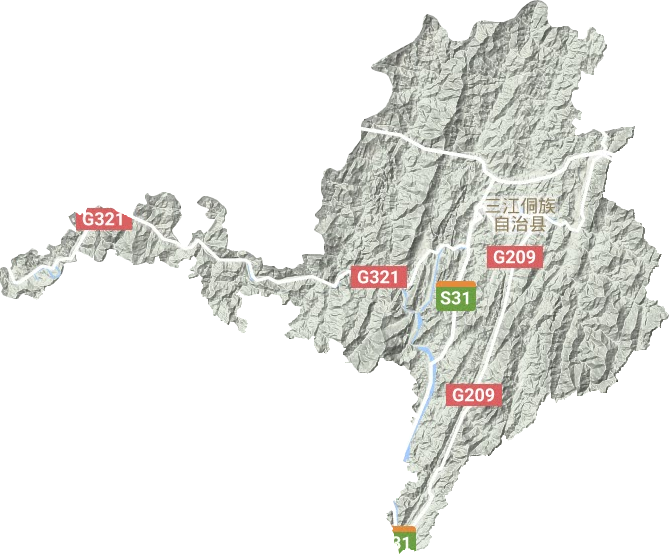 三江侗族自治縣地形圖