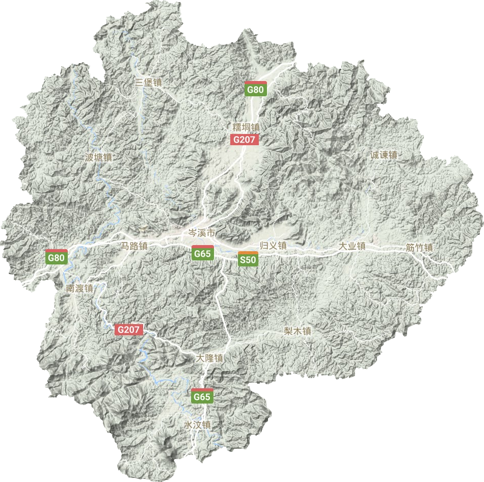 岑溪市地形圖