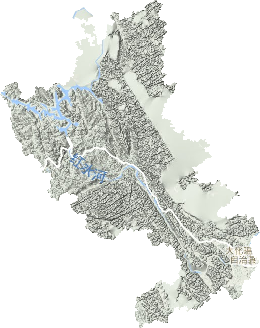 大化瑤族自治縣地形圖