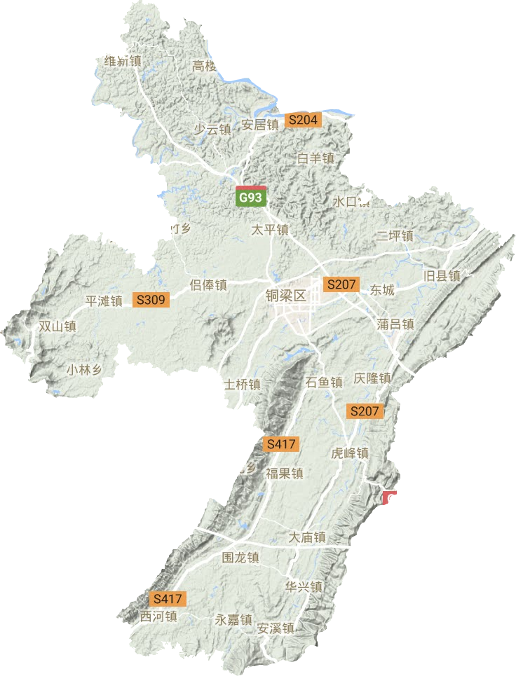 銅梁區(qū)地形圖