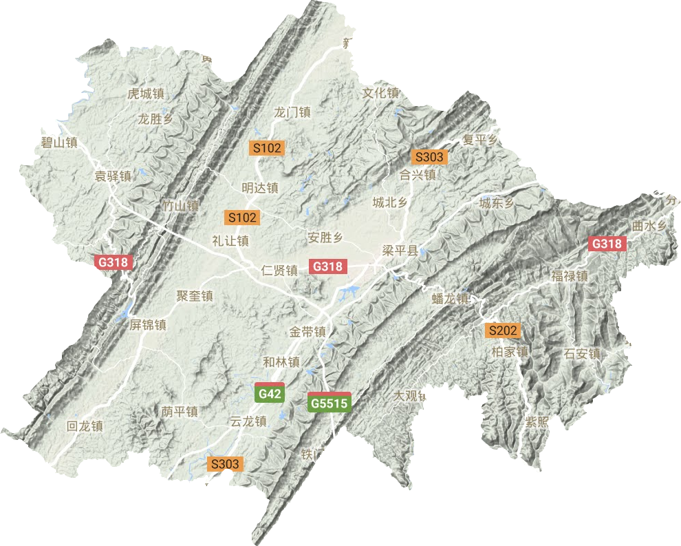 梁平區地形圖