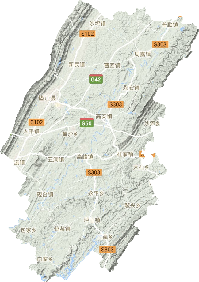 墊江縣地形圖