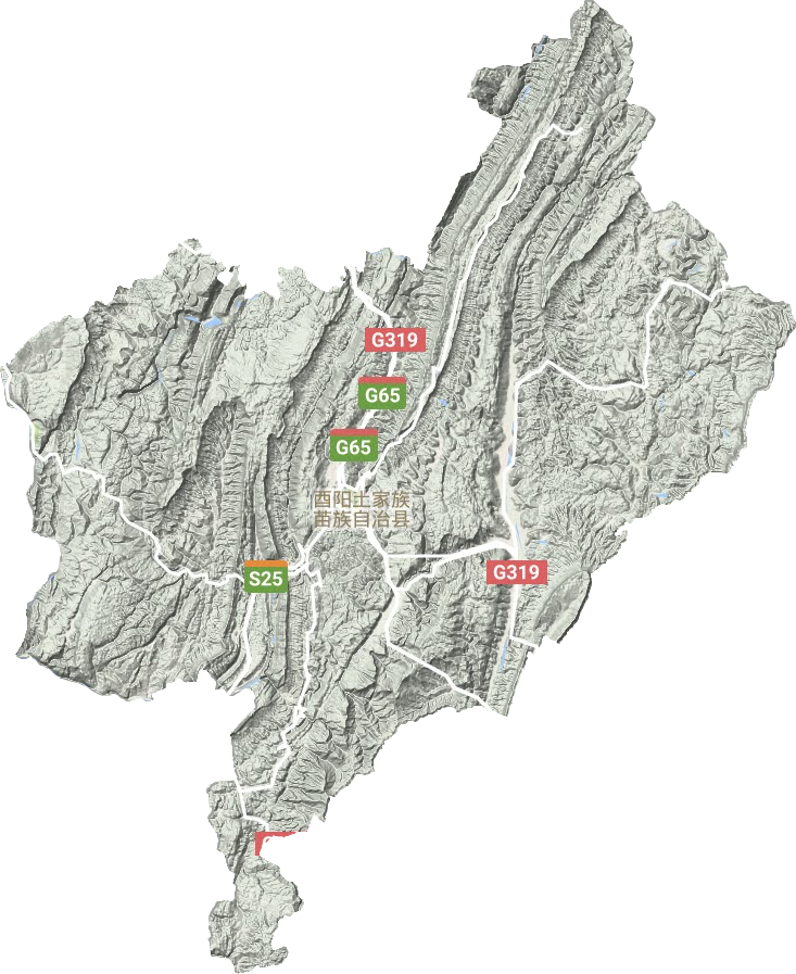 酉陽土家族苗族自治縣地形圖