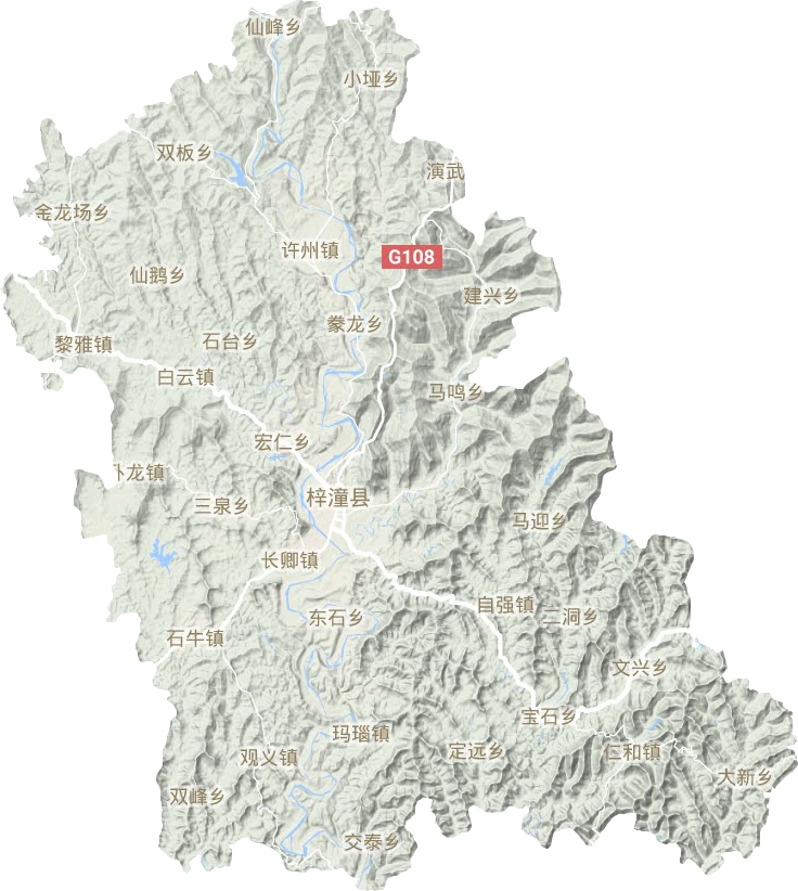 梓潼縣地形圖