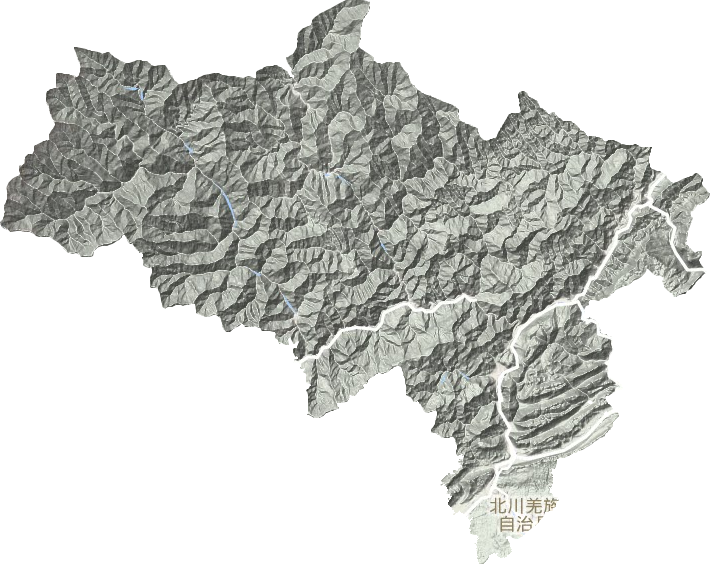 北川羌族自治縣地形圖