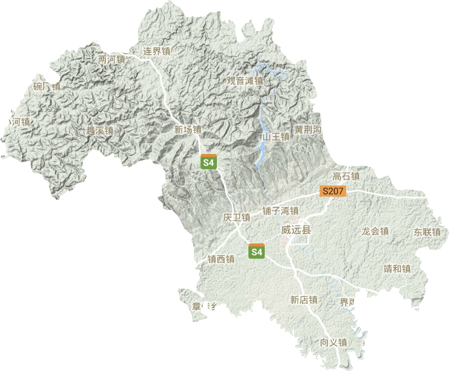威遠縣地形圖