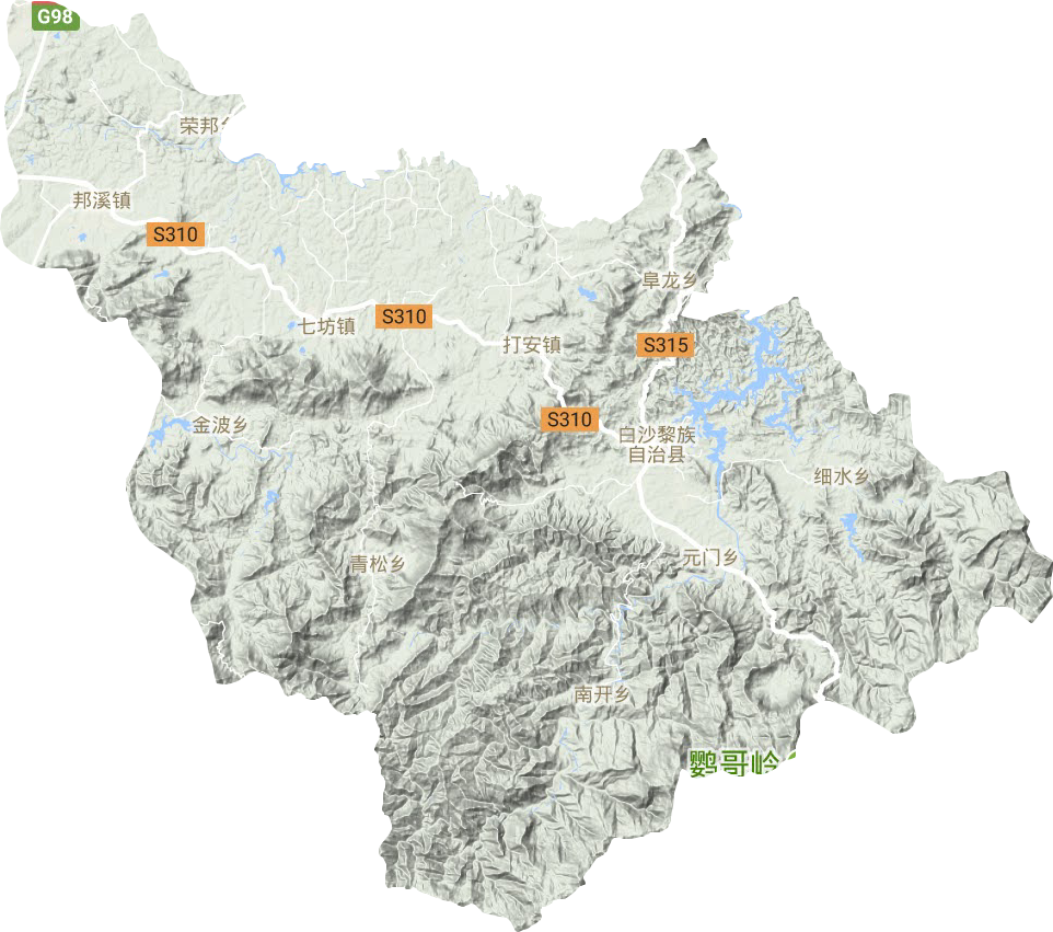 白沙黎族自治縣地形圖