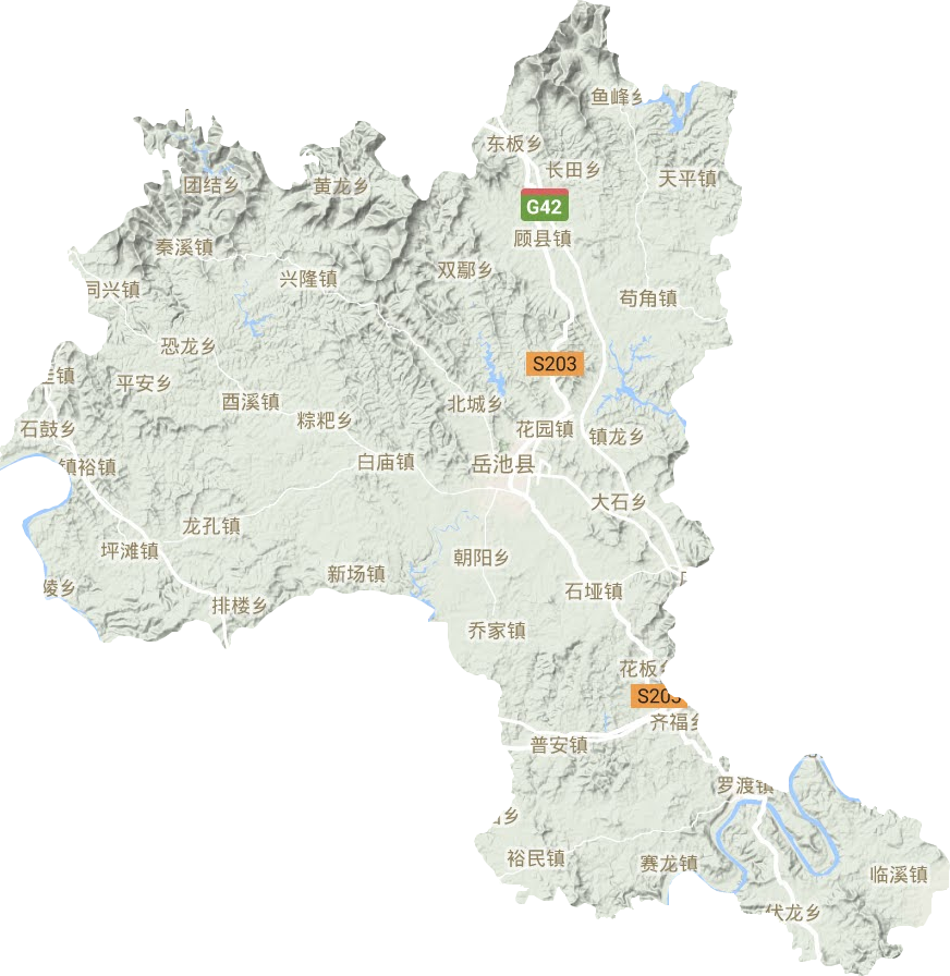 岳池縣地形圖