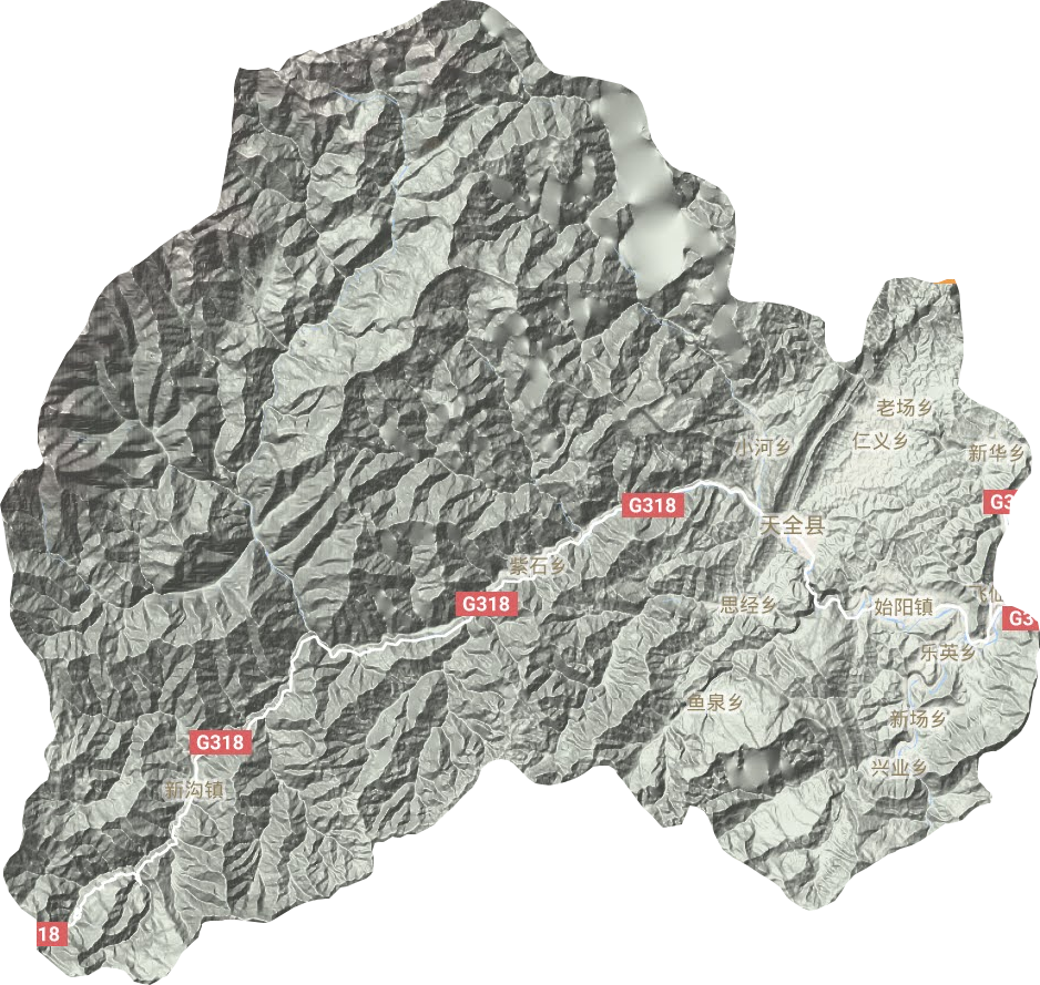 天全縣地形圖