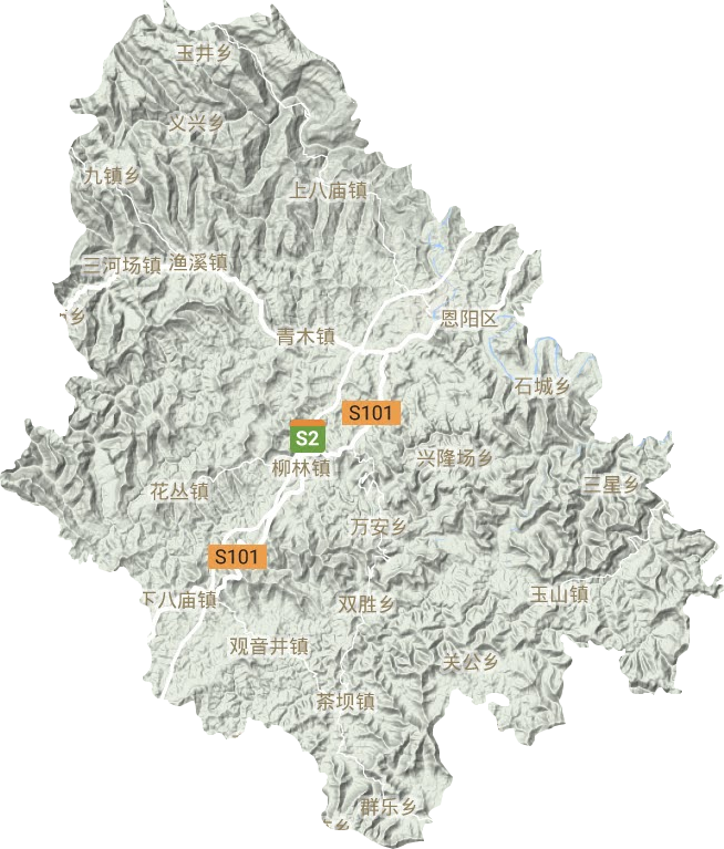恩陽區(qū)地形圖