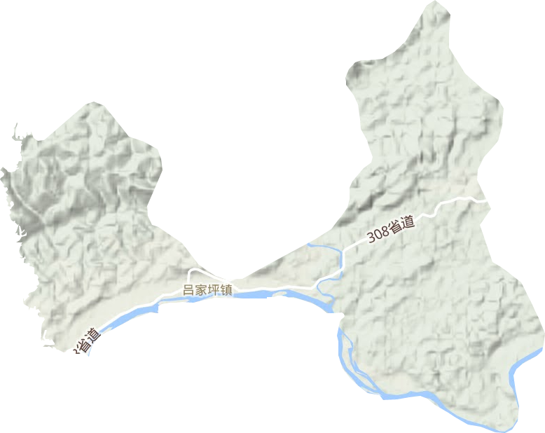 呂家坪鎮地形圖