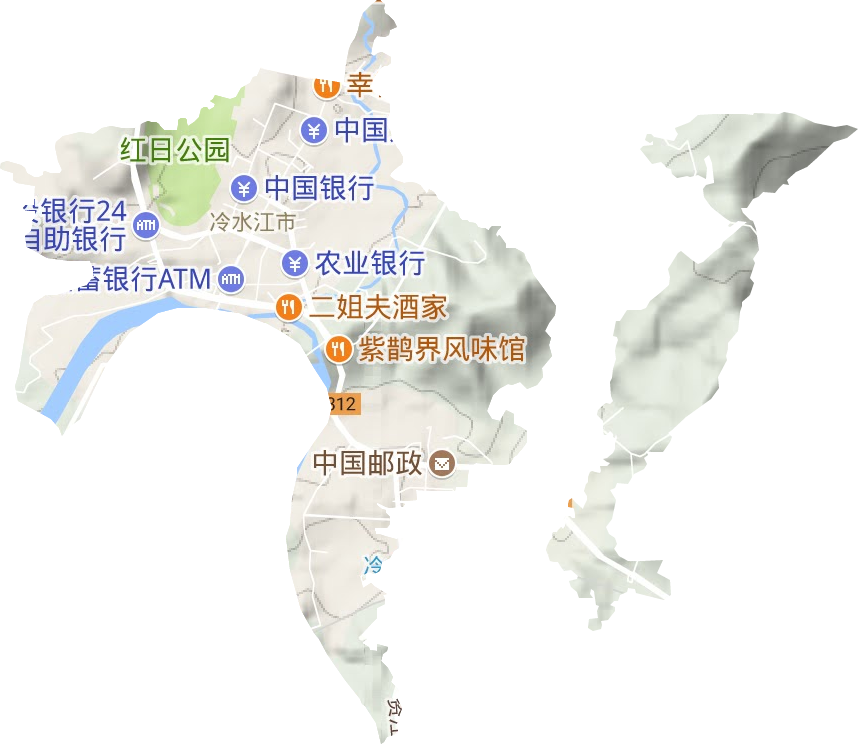 冷水江街道地形圖