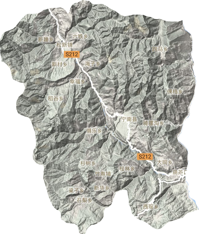 寧南縣地形圖