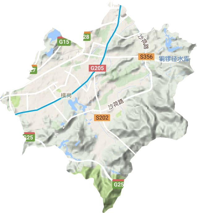 橫崗街道地形圖