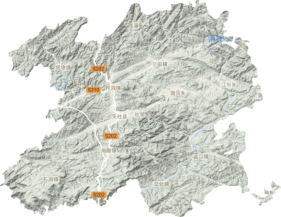 天柱縣地形圖