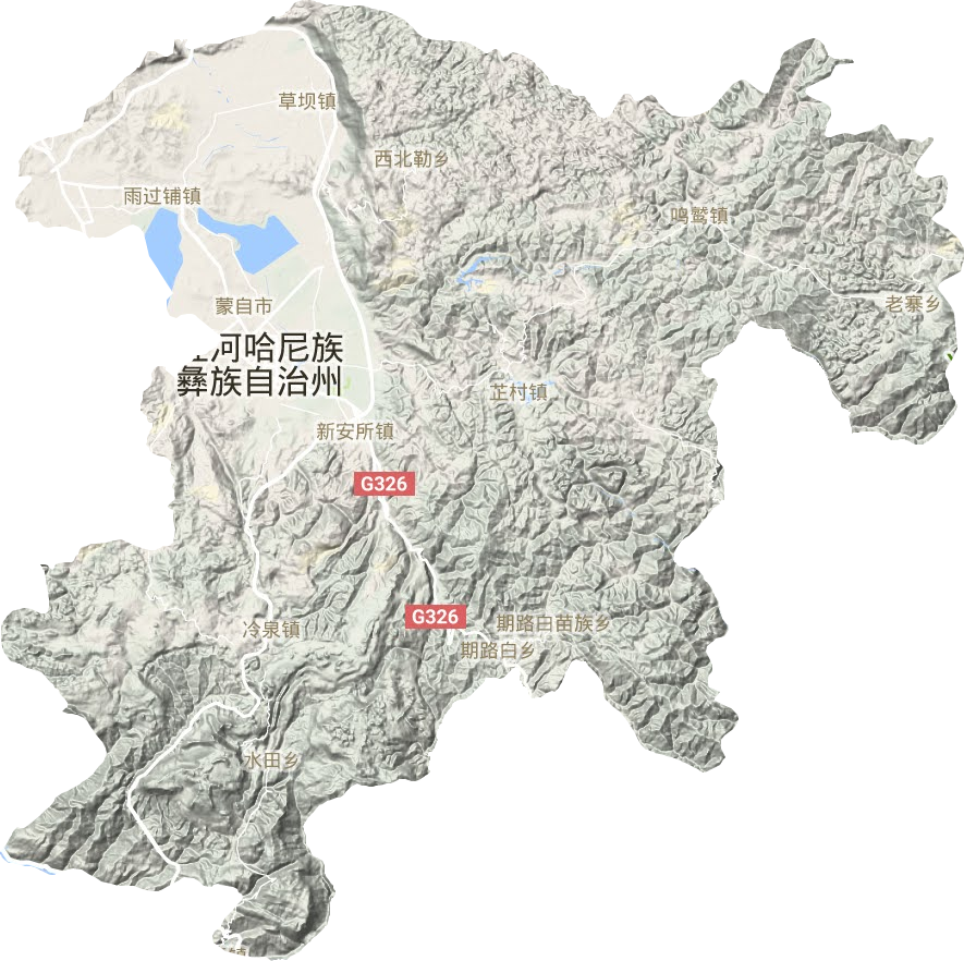 蒙自市地形圖