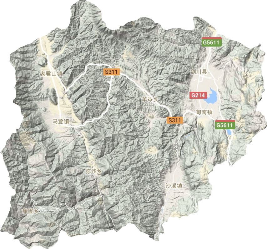 劍川縣地形圖