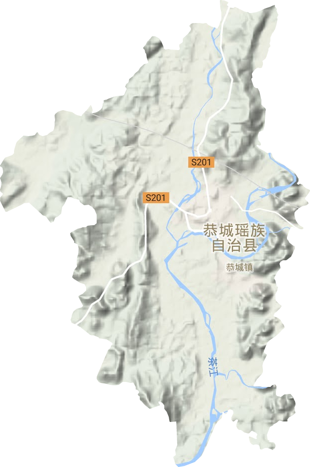 恭城鎮地形圖