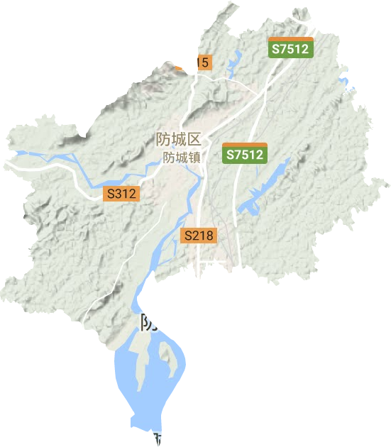 防城鎮地形圖