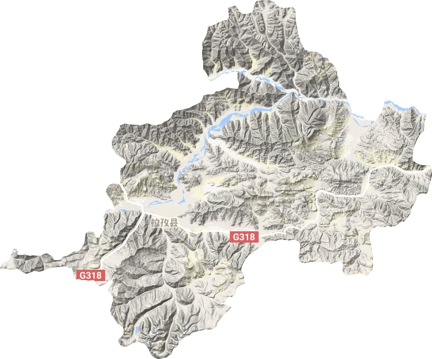 拉孜縣地形圖