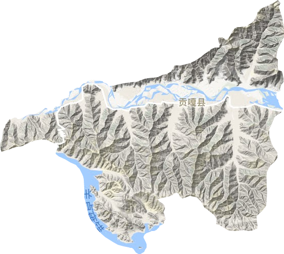貢嘎縣地形圖