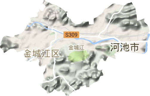 金城江街道地形圖
