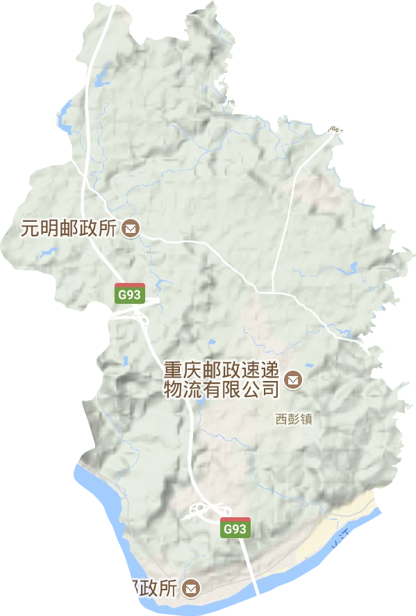 西彭鎮(zhèn)地形圖