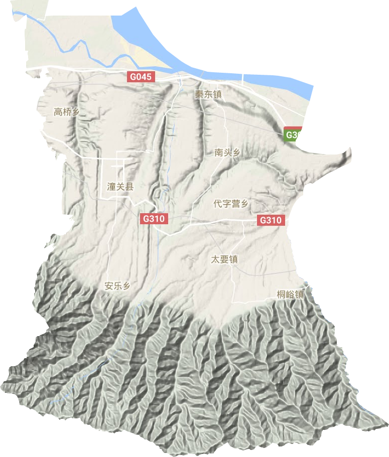 潼關(guān)縣地形圖