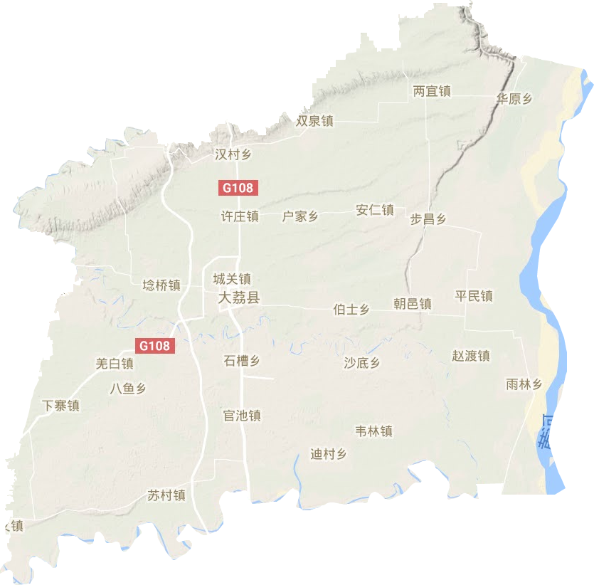 大荔縣地形圖