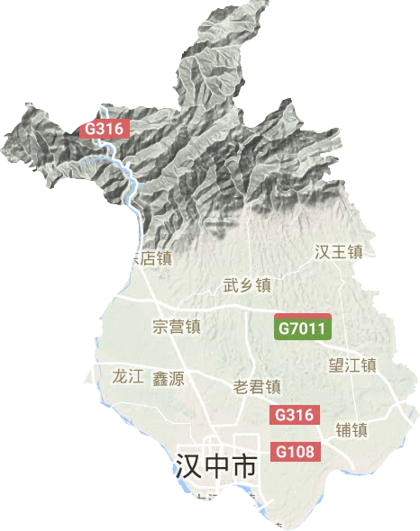 漢臺區地形圖