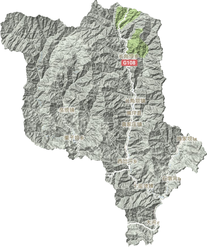 佛坪縣地形圖